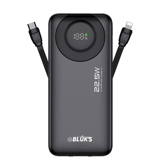 BX-306 20000mAh SwiftCharge Power Bank – 22.5W Fast Charging, PD & QC 3.0, Type-C & Lightning Built-in Cables, Digital Battery Display