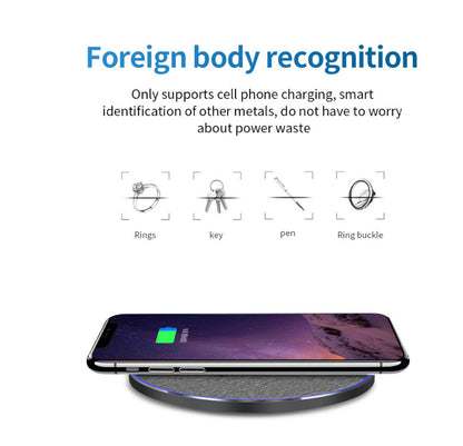 Qi Standard 15W Ultra-Thin Wireless Charger – Aluminum Alloy Fast Charging Disc