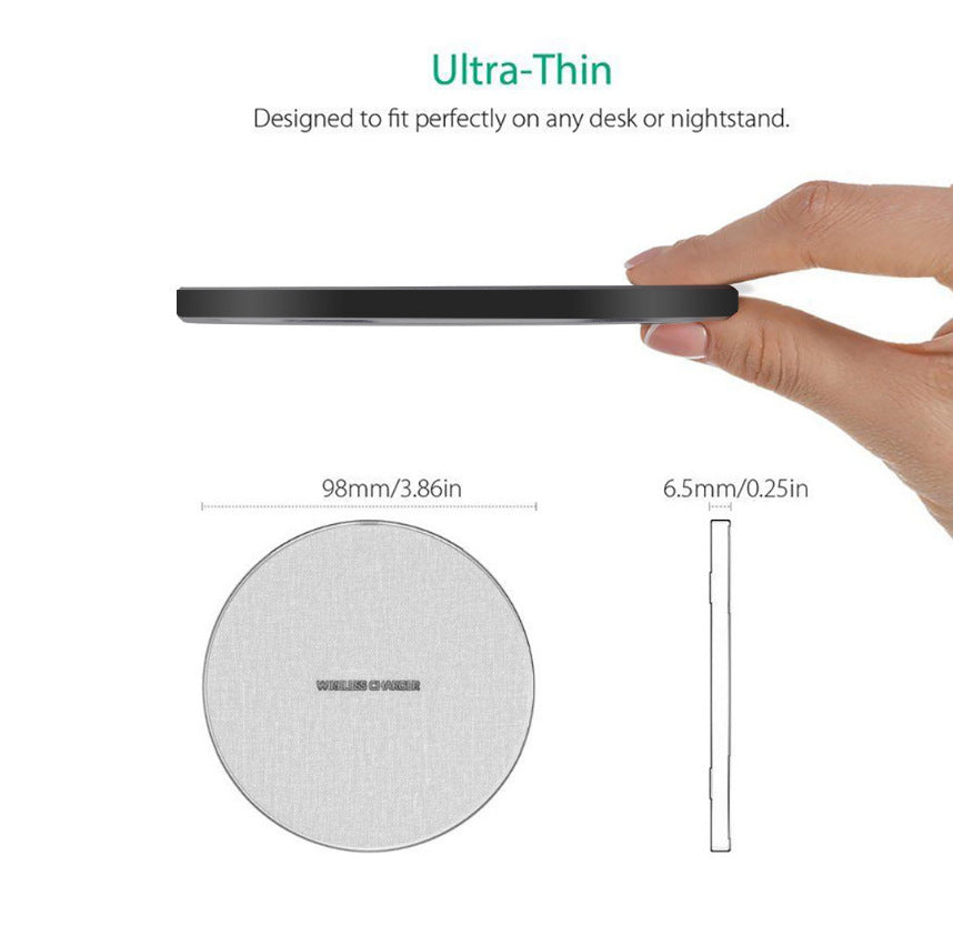Qi Standard 15W Ultra-Thin Wireless Charger – Aluminum Alloy Fast Charging Disc
