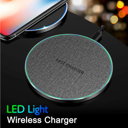 Qi Standard 15W Ultra-Thin Wireless Charger – Aluminum Alloy Fast Charging Disc
