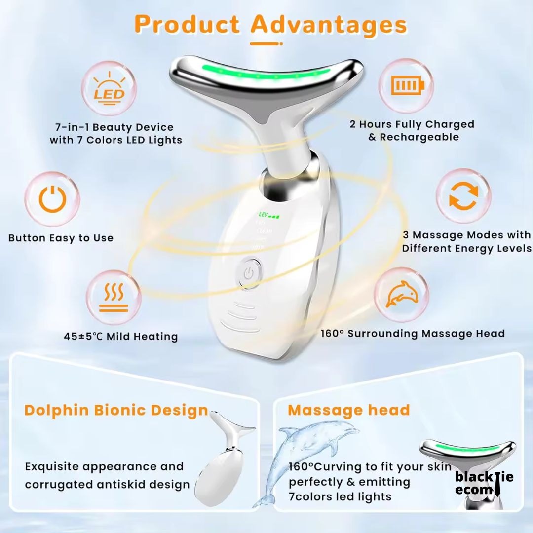 EMS Face Lifting Massager with Red Light Therapy – Anti-Wrinkle Microcurrent Facial, Neck & Eye Vibrating Massage Device