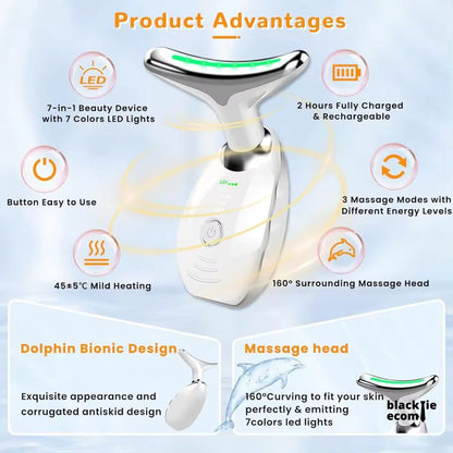 EMS Face Lifting Massager with Red Light Therapy – Anti-Wrinkle Microcurrent Facial, Neck & Eye Vibrating Massage Device