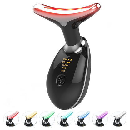 EMS Face Lifting Massager with Red Light Therapy – Anti-Wrinkle Microcurrent Facial, Neck & Eye Vibrating Massage Device