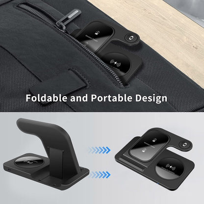 15W Foldable 3-in-1 Wireless Fast Charger for Phone, Watch & Earbuds
