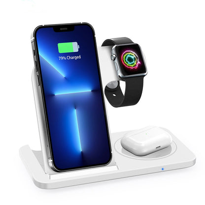 15W Foldable 3-in-1 Wireless Fast Charger for Phone, Watch & Earbuds