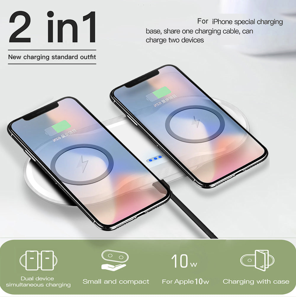 Wireless Dual Phone Charger – Fast Qi Charging Dock for Smartphones & Tablets