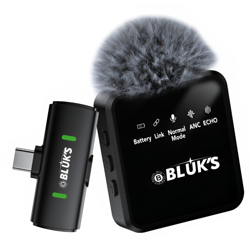 BLUK’S BX-17 Bluetooth Wireless Lavalier Microphone – ANC Lapel Mic for Vlogging & Live Streaming