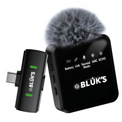 BLUK’S BX-17 Bluetooth Wireless Lavalier Microphone – ANC Lapel Mic for Vlogging & Live Streaming