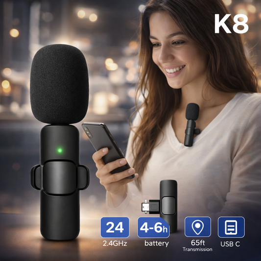 K8 Wireless Collar Microphone for Android (Type-C) – Noise Reduction Lavalier Mic for YouTube, Vlogging & Podcast Recording