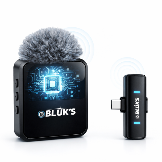 BLUK’S BX-17 Bluetooth Wireless Lavalier Microphone – ANC Lapel Mic for Vlogging & Live Streaming