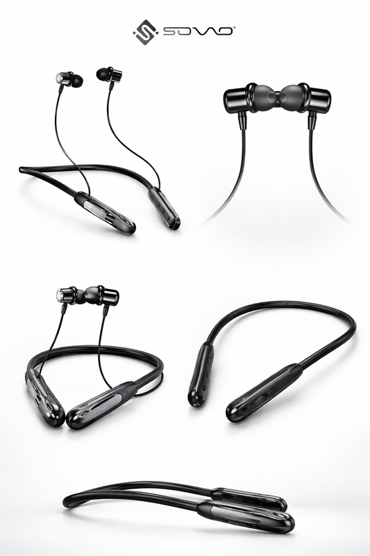 SOVO SNB-425 Wireless Neckband with ANC, 60H Battery & Magnetic Control