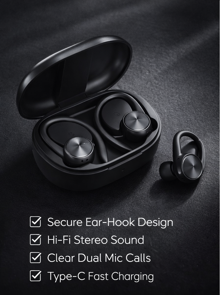 R200 TWS Bluetooth Earbuds for Sports – Smart Digital Display & Long Battery Life