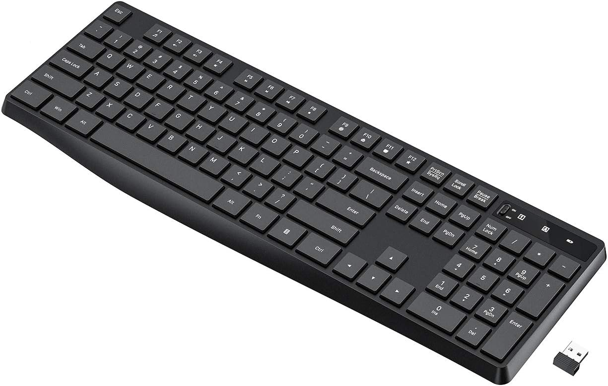 Wireless Keyboard PC230A Slim 2.4GHz USB Ergonomic Silent Typing Keyboard – Battery Operated
