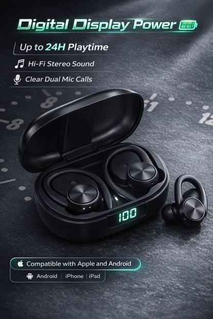 R200 TWS Sports Earbuds — LED Battery Display & BT 5.3