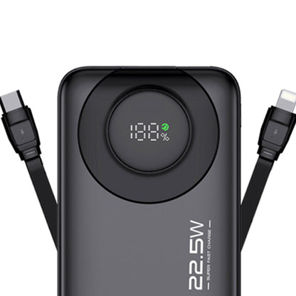 BX-306 20000mAh SwiftCharge Power Bank – 22.5W Fast Charging, PD & QC 3.0, Type-C & Lightning Built-in Cables, Digital Battery Display